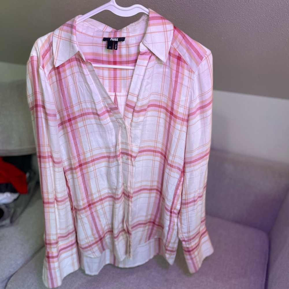 Paige size small plaid button down blouse
